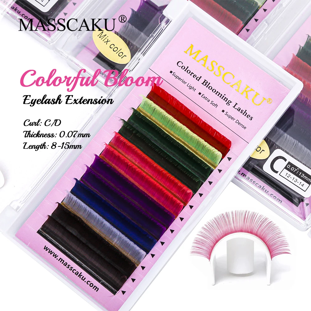 

High Quality Synthetic Hair Fiber Soft Lightweight Single Eyelash All Size Colored Auto Flowering Rapid Blooming Lash for Beauty