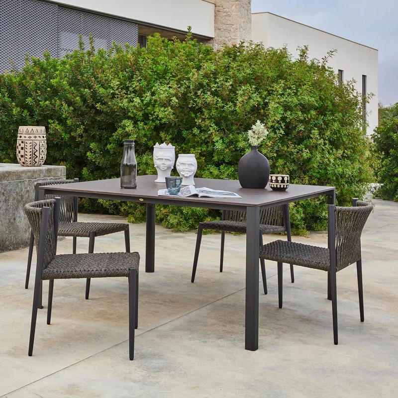

Outdoor dining table and chairs rattan weaving courtyard garden balcony open-air leisure