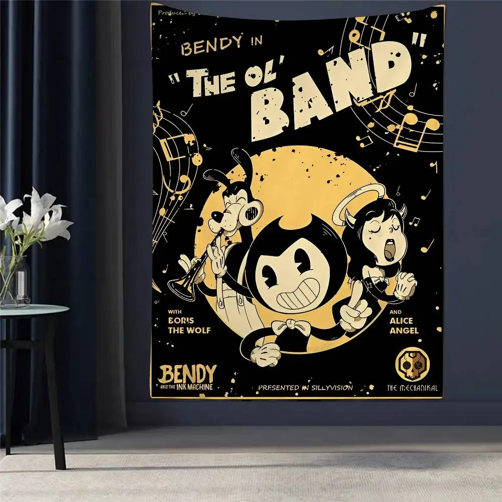 

B-Bendy A-And The L-Ink M-Machine Printed Tapestry Cheap Hippie Wall Hanging Bohemian Wall Tapestries Mandala INS Home Decor