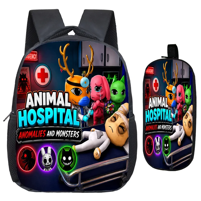 Picture 3: Animal Hospital Backpacks Pencil Case 2Pcs Child 3D Print Pattern Schoolbags Student Fashion Casual Backpack to School Mochilas