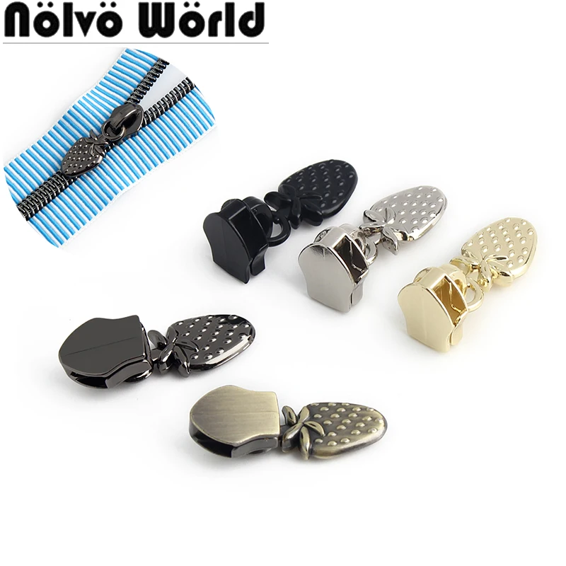 

10/30/100PCS Strawberry 5# Metal Zipper Slider For Nylon Tape Jacket Bags Handbag Purse Decorative Repair Zips Head Accessories