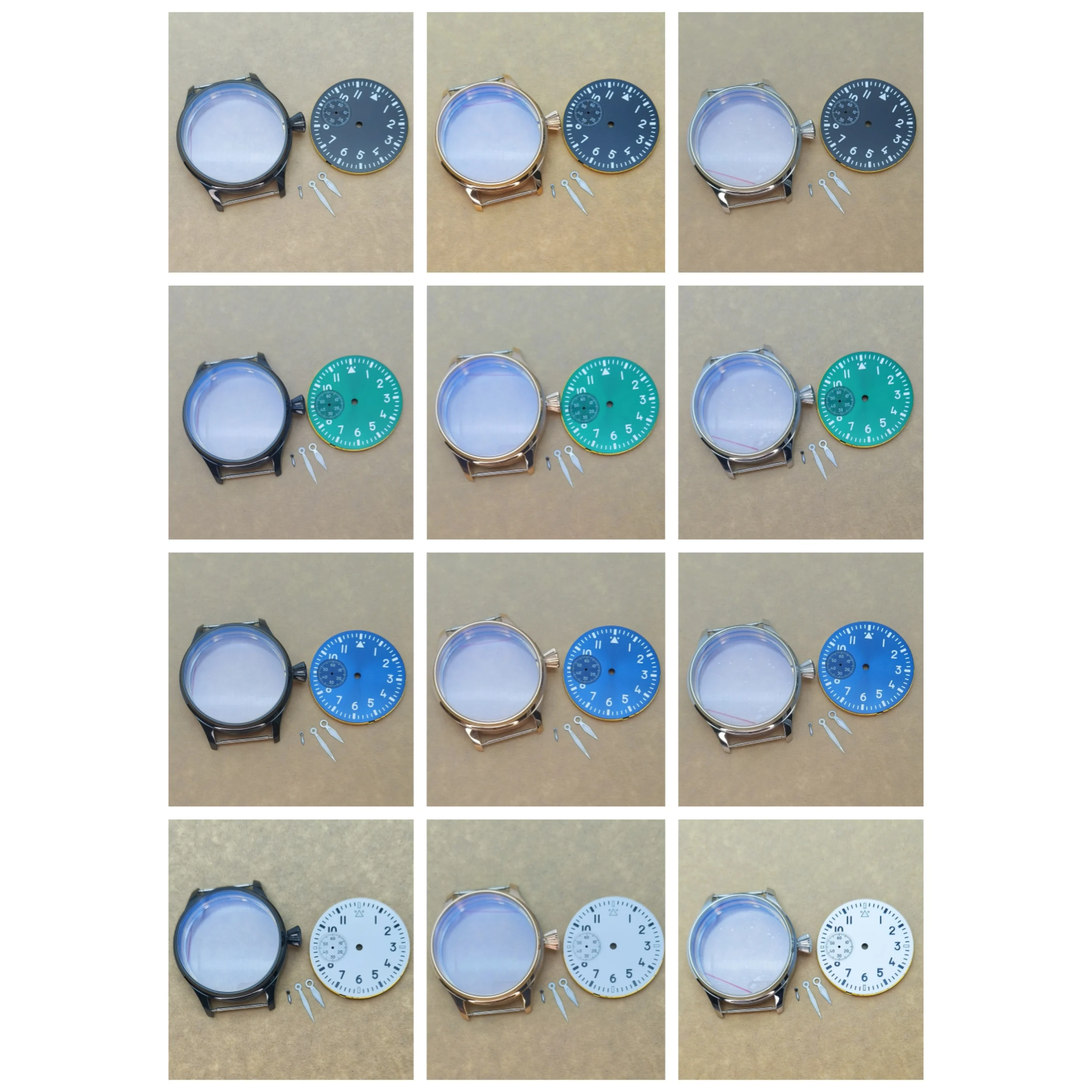 

New 44MM Case With Green Luminous Dial plus Hands Fit St36 Eta6497 Manual Winding Movement