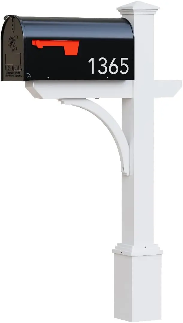 Argonne White Post & Black Mailbox (Large)
