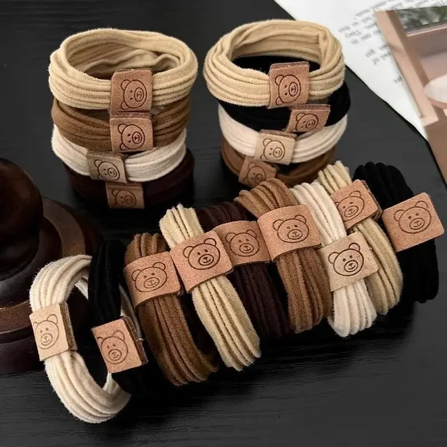 5/10 sztuk/zestaw niedźwiedź gruby pasek proste wysokie elastyczne opaski do włosów dla kobiet dziewczynki opaska do włosów Scrunchie opaski gumowe akcesoria do włosów