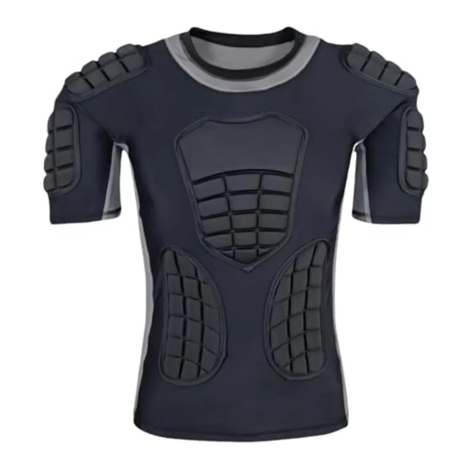 

Men's Padded Football Shirt with Chest Rib Back Shoulder Pads Impact Protection Shirts for Rugby Baseball