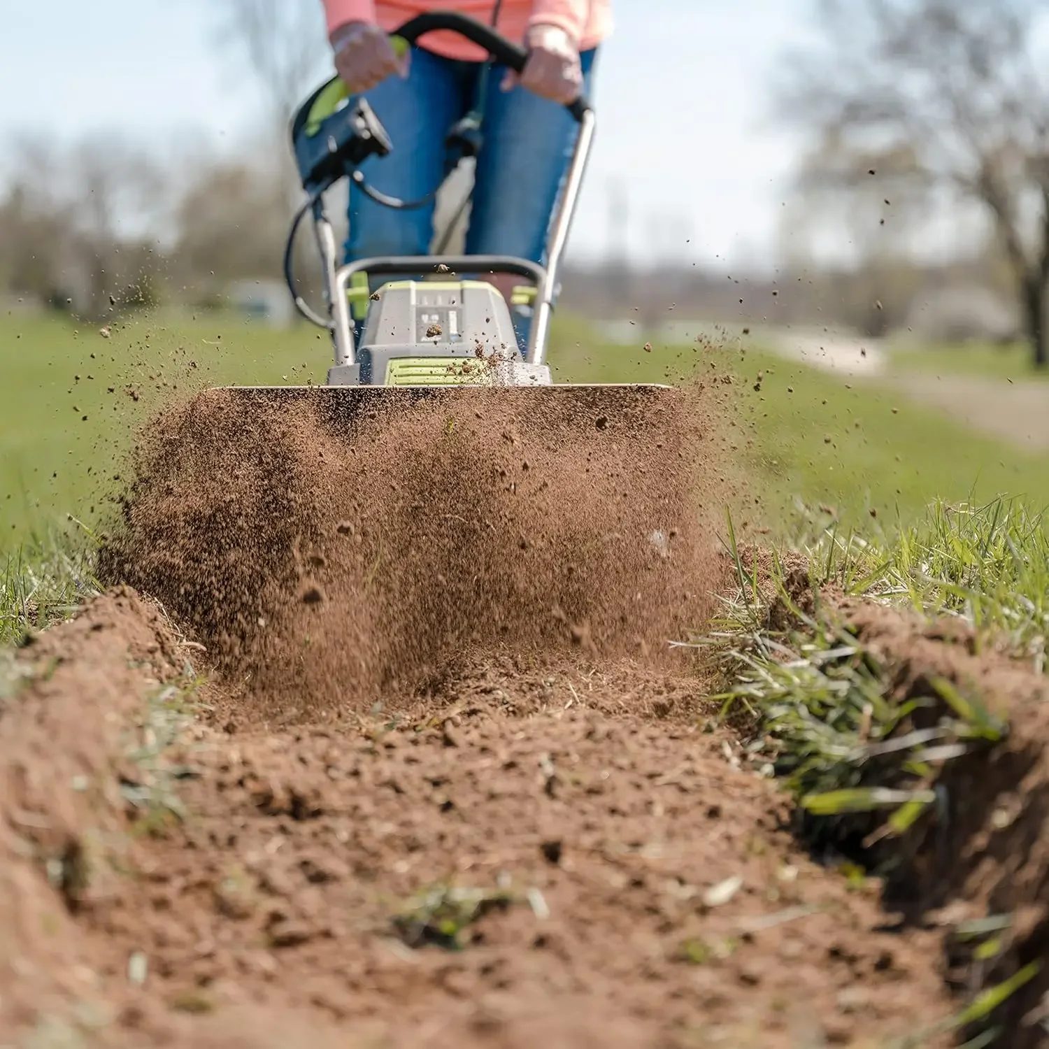 Ferramentas elétricas da ALM TC70018EW Cultivador elétrico de leme de jardim de 14 amperios e 18 polegadas, dentes fixos, preto