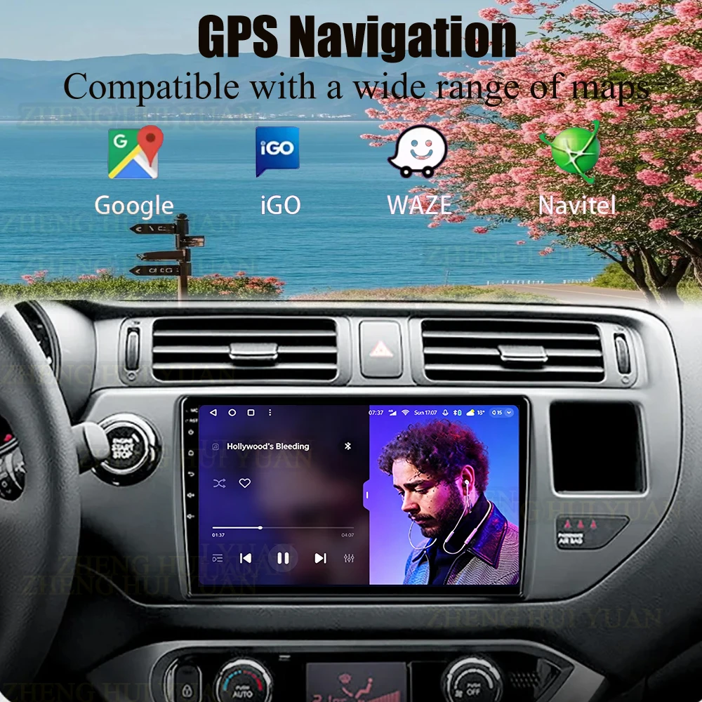 Android 16 For Kia RIO 4 K3 2011 2012 - 2017 Car Radio Stereo GPS Navigation Multimedia Player Wireless CarPlay Android Auto DSP view 5
