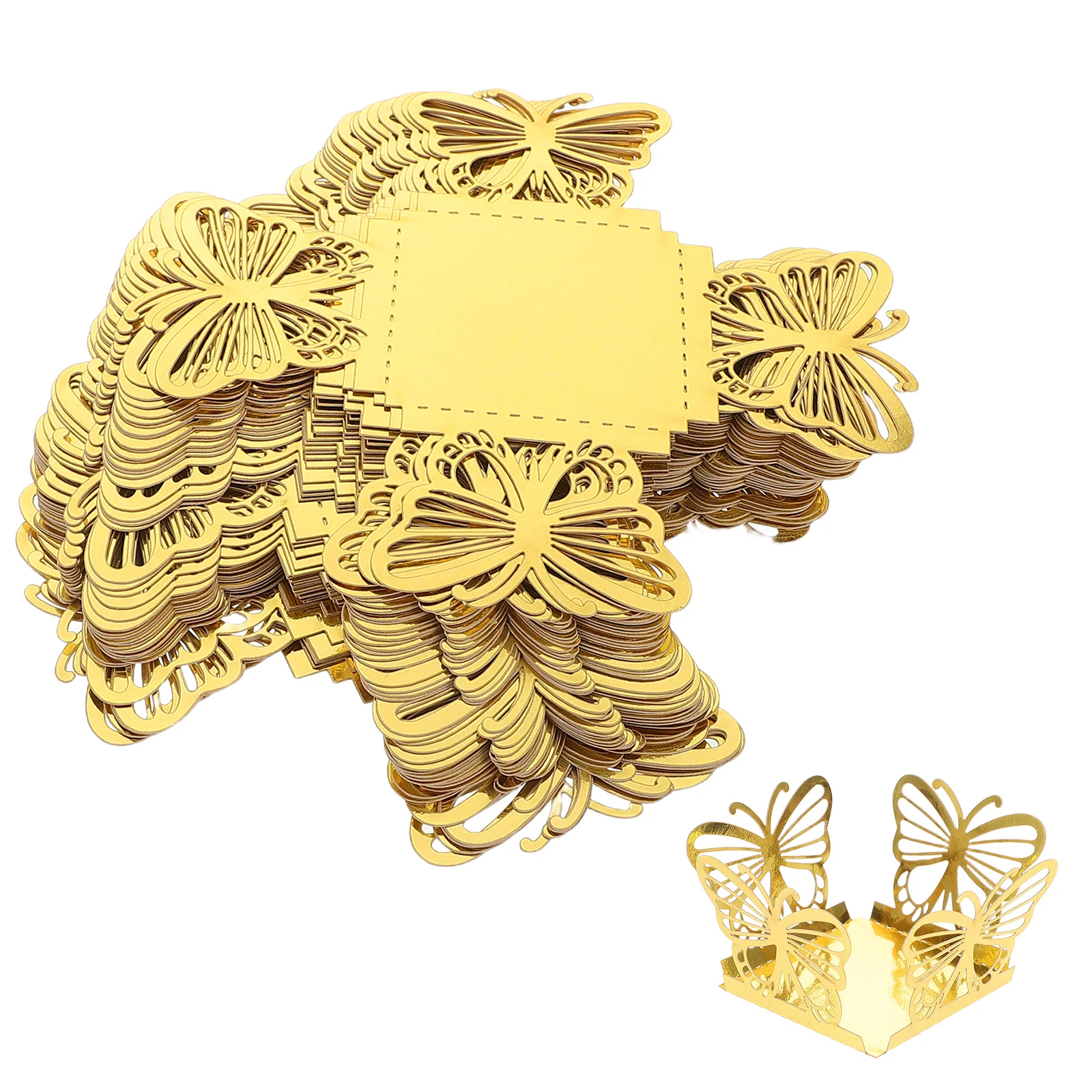 

50pcs Creative Candy Box Chocolate Paper Cups Boxtreat Boxes Baby Shower Golden Cardboard Packaging Elegant Hollow Out Design