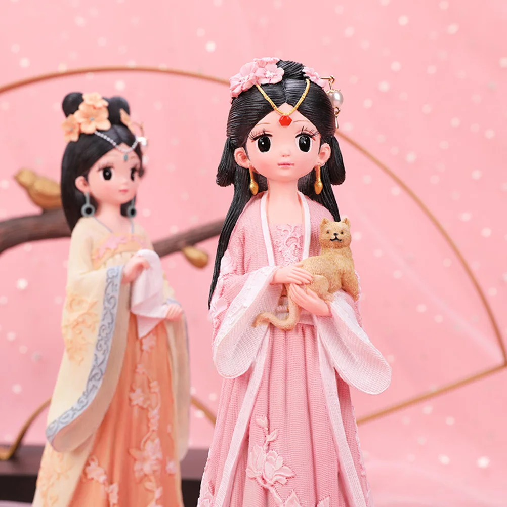

Resin Han Chinese Clothing Antiquities Adornment Ornament Desktop Adornment for Gift (Large Pink)