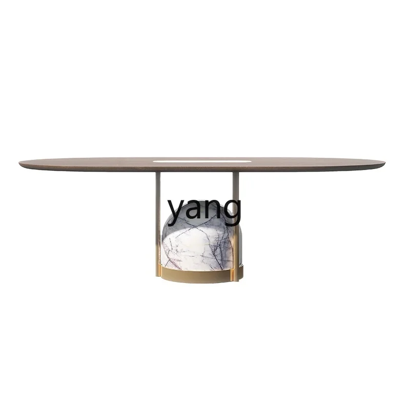 

ZL natural marble dining table walnut travertine dining table and chair combination