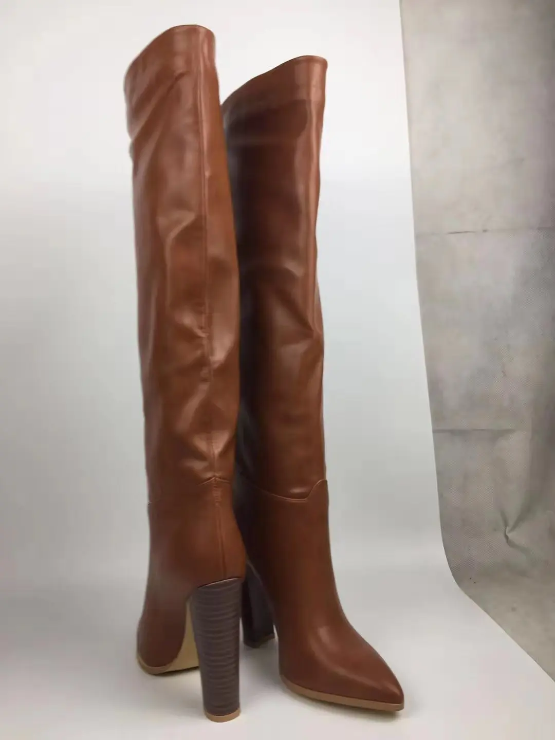 New Trends Genuine Leather Knee High Boots Women Chunky High Heel Shoes Female Retro Knight Long Botas 2022 Runway Shoes Size 45