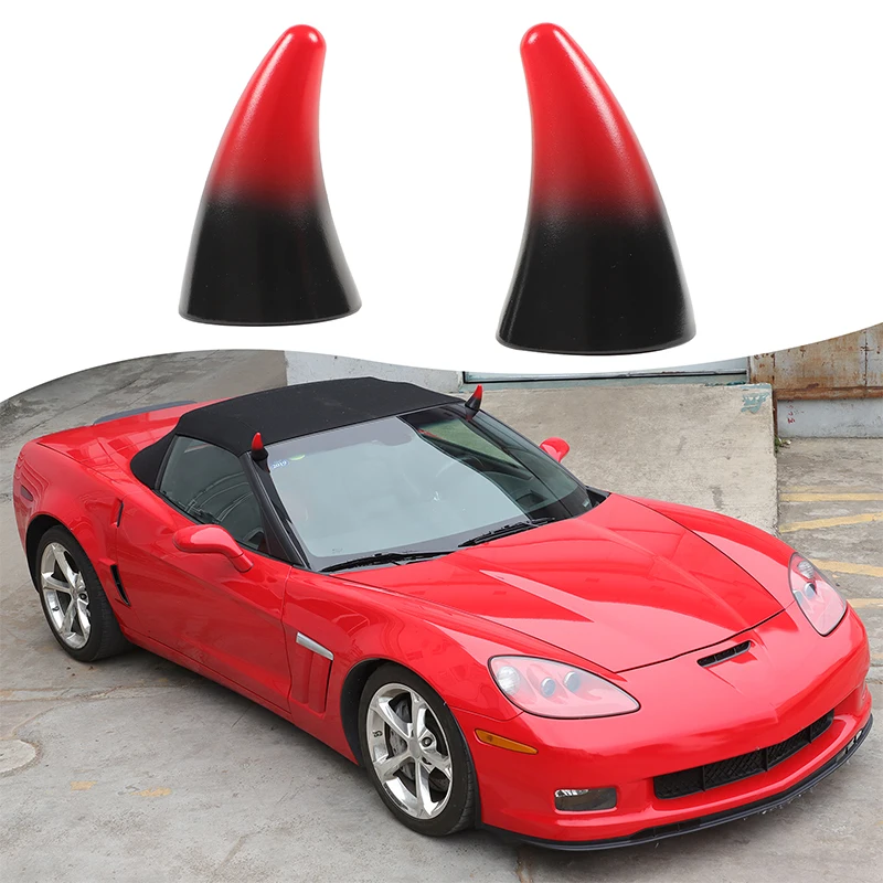 

For Corvette C6 2005-2013 Automotive Car Roof Ox Horn Three-Dimensional Decoration PVC Red and Black Car Accessories