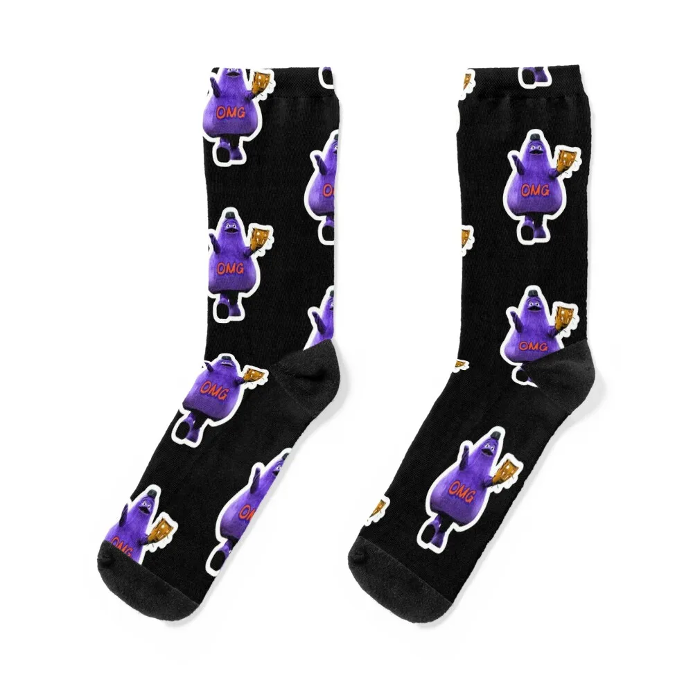 

OMG Grimace Funny Baseball Meme Socks designer brand Heating sock essential Men's Women Socks Men's