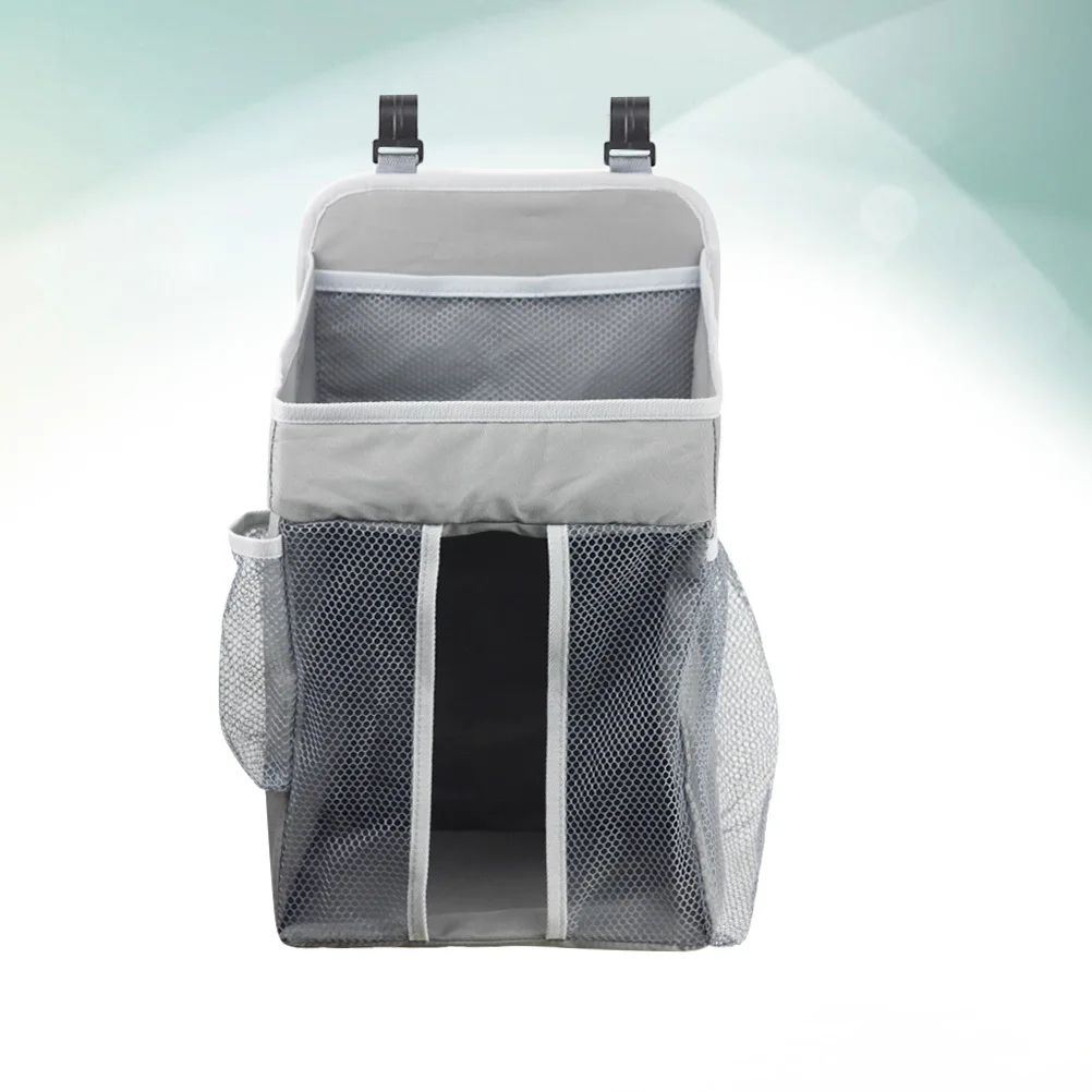 

Baby Crib Hanging Storage Bag Durable Grey Organizer for Diapers Clothes Nursery Bedside Use Baby Bed Storage Organizer