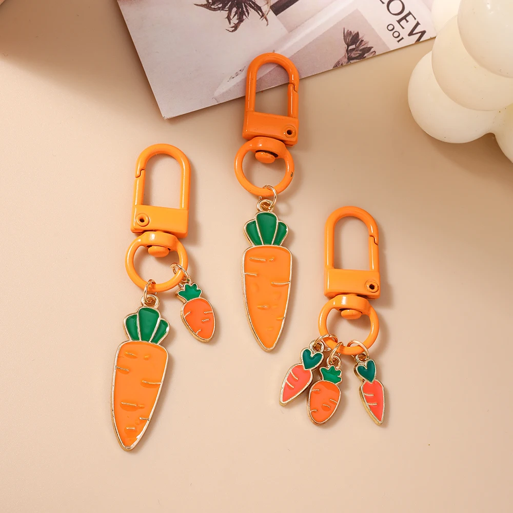 Aihua 3 Stück/Set Niedlicher Karotten-Schlüsselanhänger Lieblicher Karotten-Schlüsselring Anhänger für Frauen Mädchen Handtaschen-Deko DIY Handgemachter Schmuck Geschenke – Detail 3