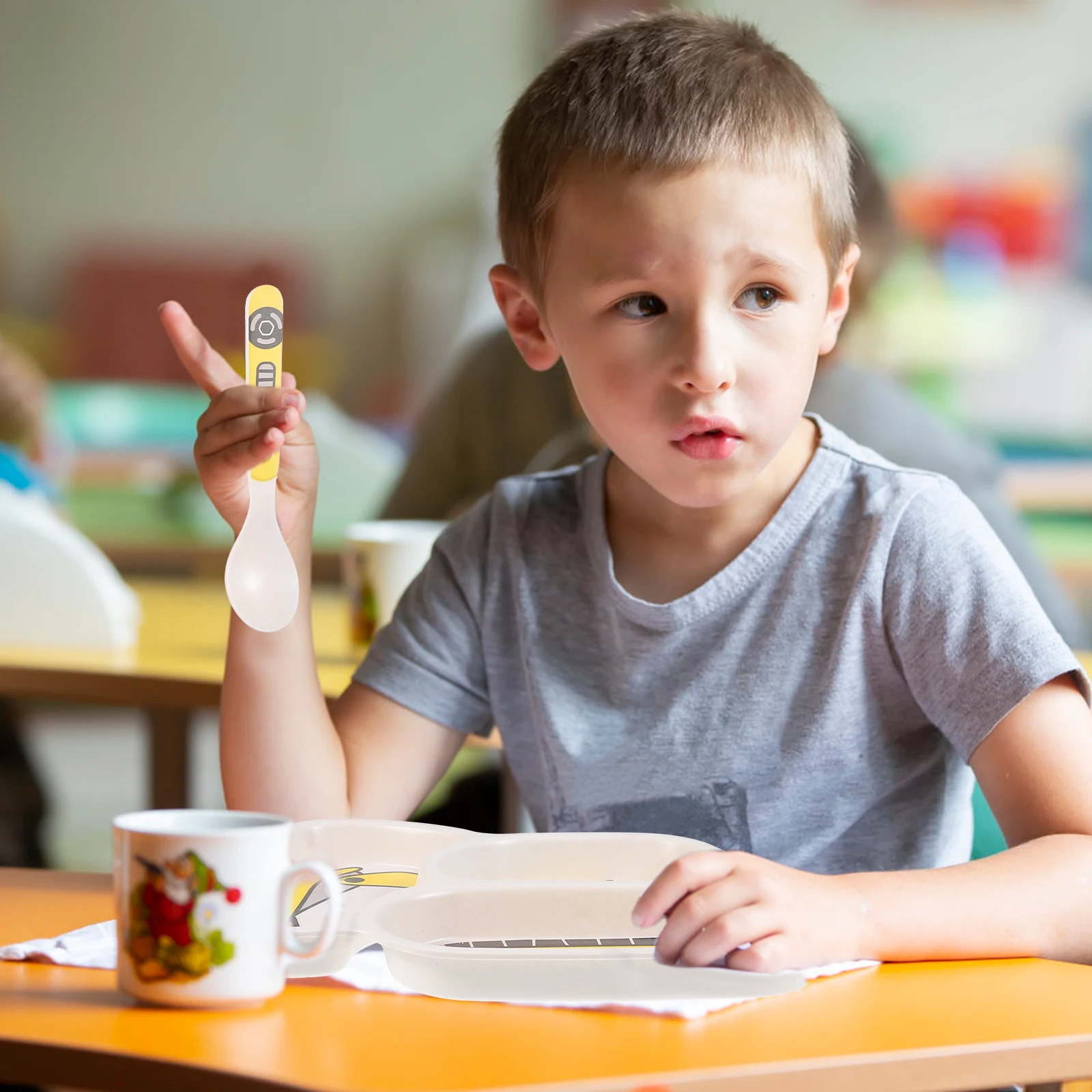 

1 комплект, милый набор тарелок из бамбукового волокна, прочный набор посуды для кормления с героями мультфильмов, устойчивый к высоким температурам, безопасный