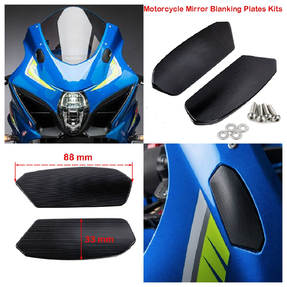 

Fits for Suzuki GSXR 1000 GSX-R 1000R GSX-R1000 GSXR1000RZ ABS 2017-2024 Motorcycle Mirror Block Off Plates Blanking Plate Kits