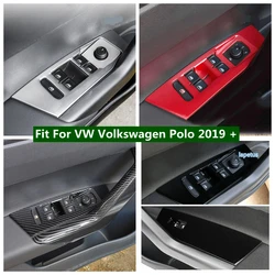 Car Door Window Glass Decor Panel Armrest Lift Switch Button Cover Trim Accessories For VW Volkswagen Polo 2019 - 2023 Interior