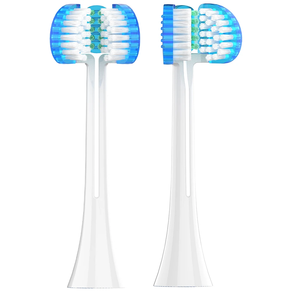 2 driezijdige tandenborstelkoppen compatibel met Philips Sonicare elektrische tandenborstel, vervangende borstelkoppen voor HX5950/4100/7300