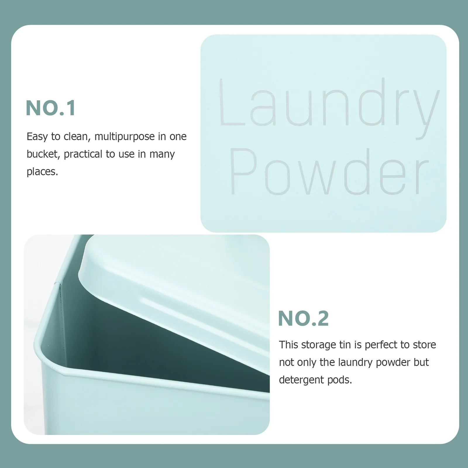 

1Set Heavy Duty Laundry Powder Container Sturdy Iron Bucket for Laundry Room Organization Multipurpose Storage Tin for Detergent