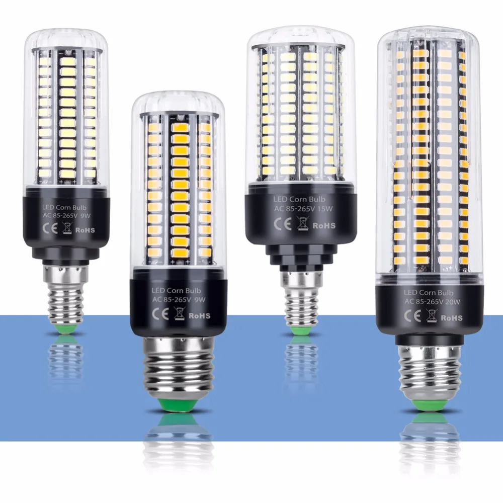 E14 LED Lamp E27 LED Bulb SMD 5736 220V Corn Bulb 28 40 72 108 132 156 189LEDs Chandelier LED Light For Home Decoration