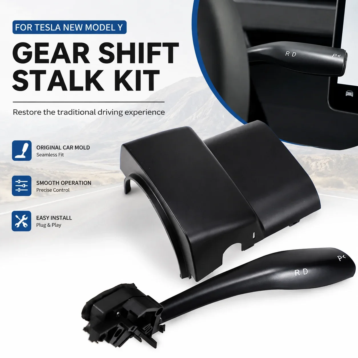 Smart Gear Stalk For Tesla Model Y Juniper 2026 Physical Drive Selector Stalk Shift Lever Retrofit Kit D/P/R Gearshift New