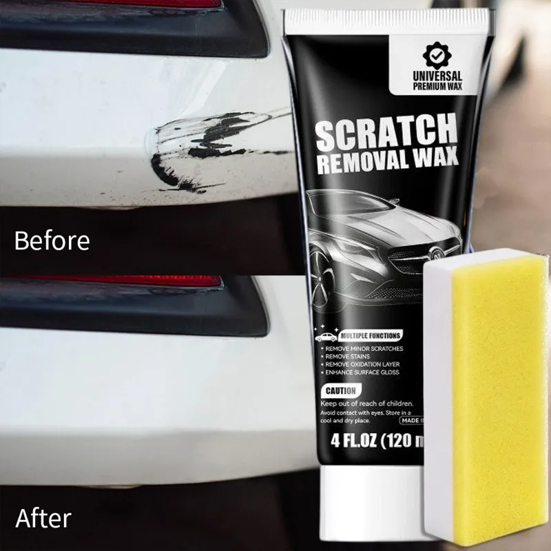 

120ml Car Scratch Remover Wax Universal Repair Polishing Compound for Deep Scratches with Sponge and Cloth Scratch Removal Wax