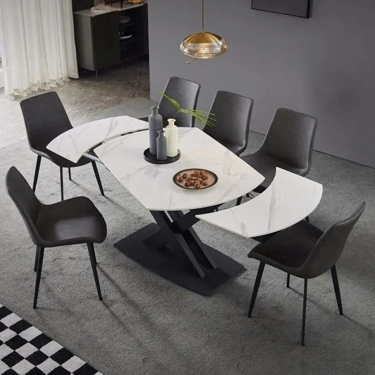 m First-Class Quality Modern Luxury Nordic Style Folding Dining Room Table Coated Rock Beam for Home Hotel Living Room m