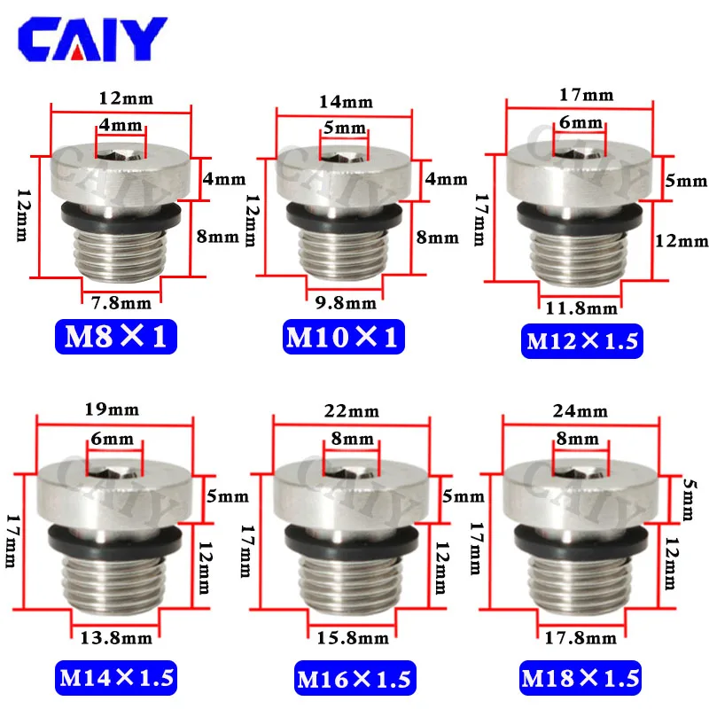 1/8" 1/4" 3/8" 1/2" BSP Męski 304 Gniazdo sześciokątne ze stali nierdzewnej Zaślepka z gumy fluorowej Kołnierz z gumy fluorowej Wtyczka sześciokątna Złączka do rur olejowych