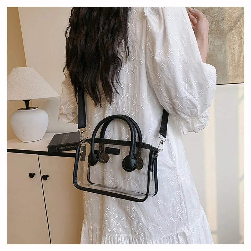 

Women'S Crossbody Bag Colorblock Adjustable Strap Bag Pvc Crossbody Bag Stylish Colorblock Handbag For Shopping Beach Vacation