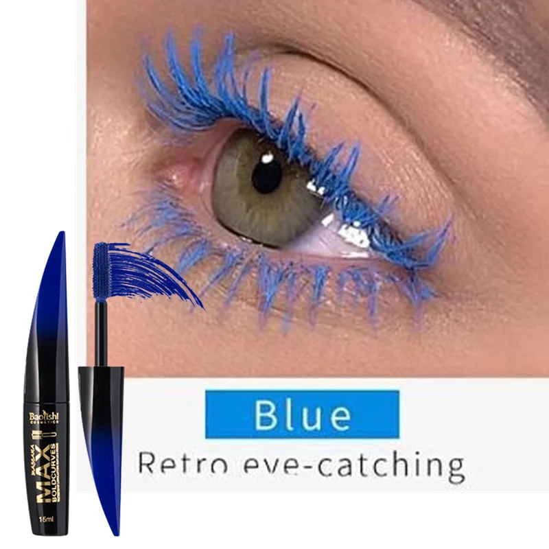 Mascara waterproof à séchage rapide pour recourber les cils, maquillage pour les yeux, bleu, vert, rouge, violet, rose, encre