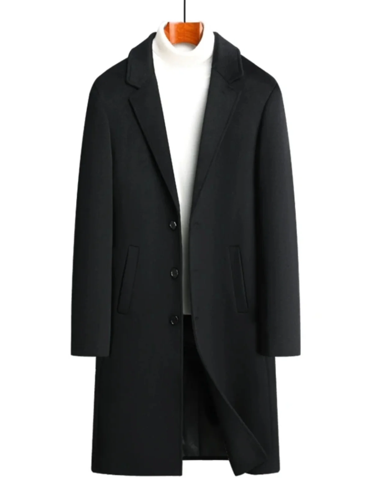 

Мужское пальто из овечьей шерсти: модное, универсальное, зимнее, повседневное, средней длины, твидовое, молодежное, в стиле кэжуал