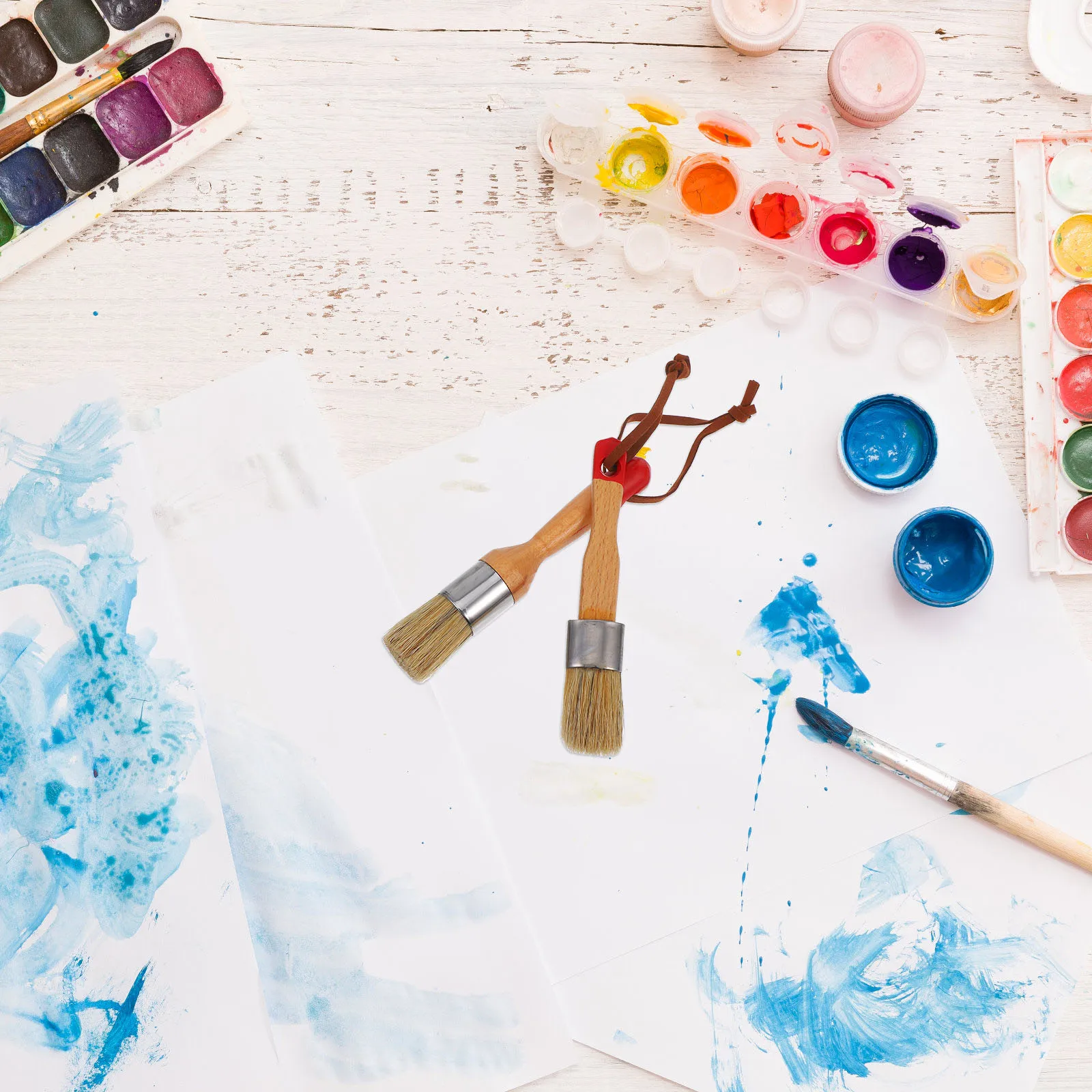 

2 шт., набор круглых восковых кистей, натуральная свиная щетина, березовая ручка, прочная мягкая щетина для мебели, краска, сделай сам, домашний декор