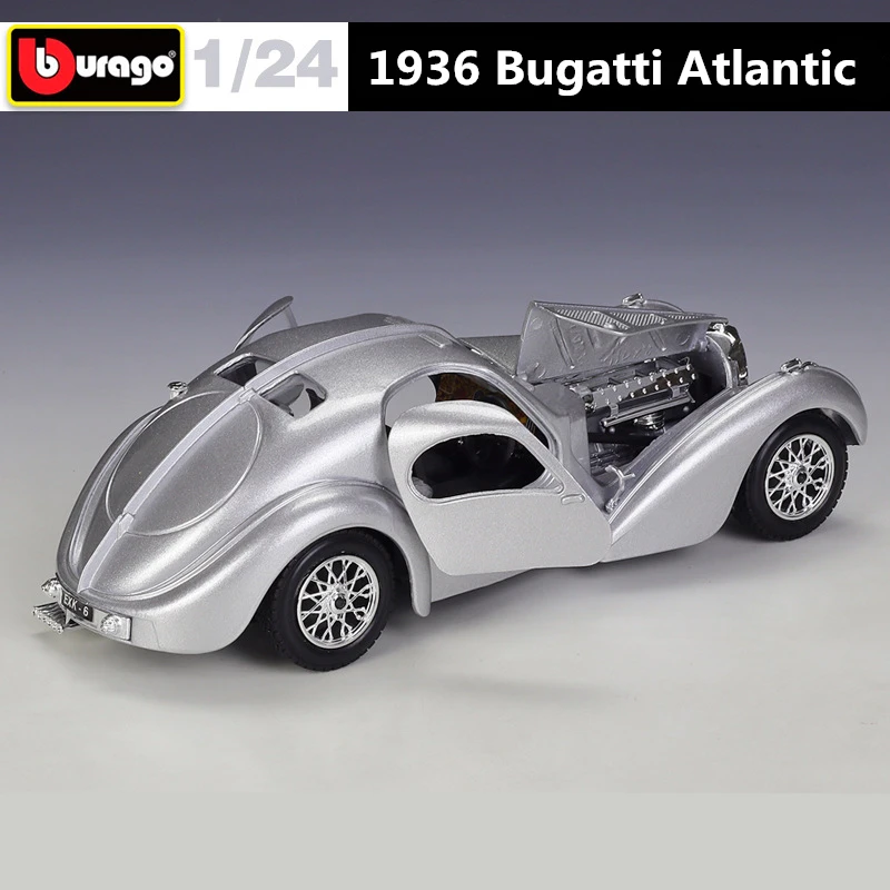 Bburago 1:24 1936 Bugatti 57SC Atlantic Alloy Car Model Diecast Metal Classic Sports Car Vehicles Model Collection Kids Toy Gift