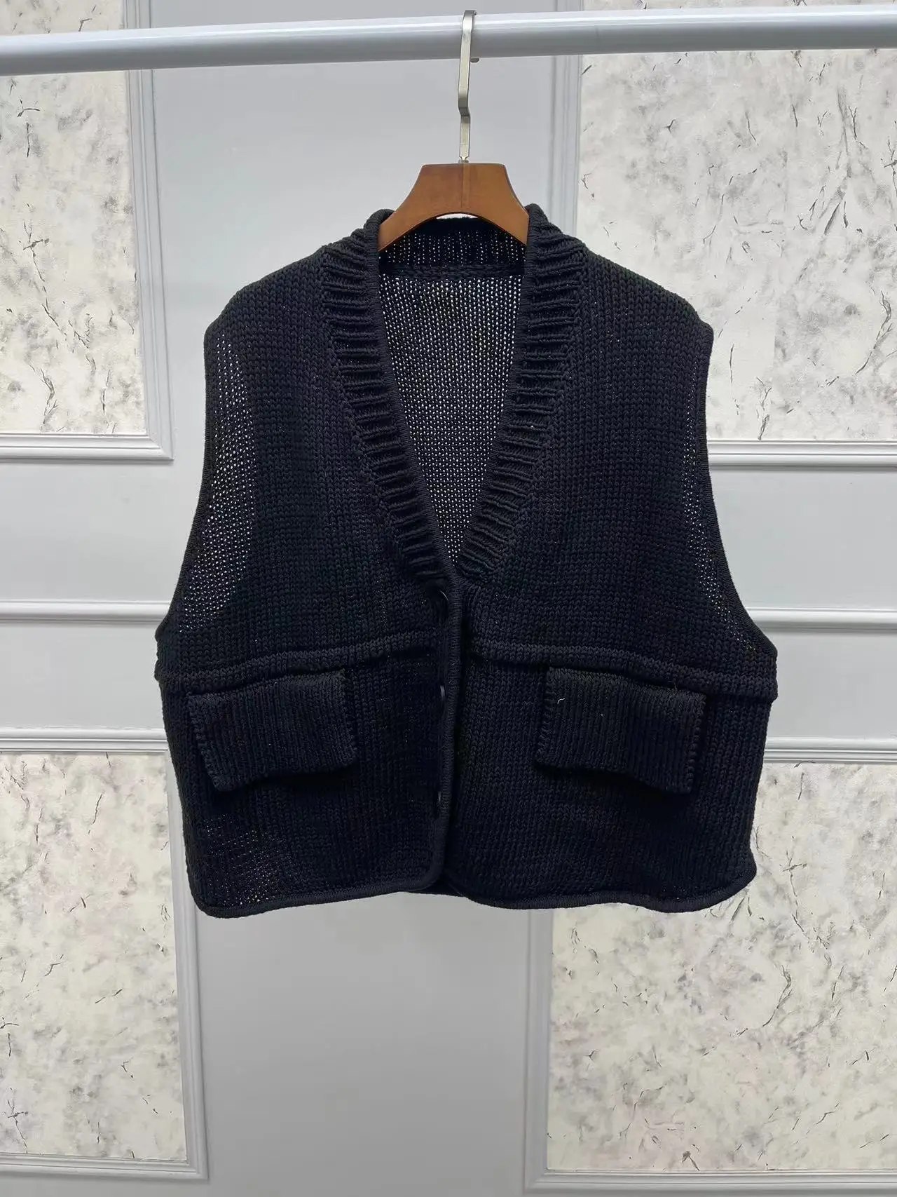 Gilet lavorato a maglia per donna 2024 nuovo autunno scollo a v monopetto allentato Vintage senza maniche canotte Top