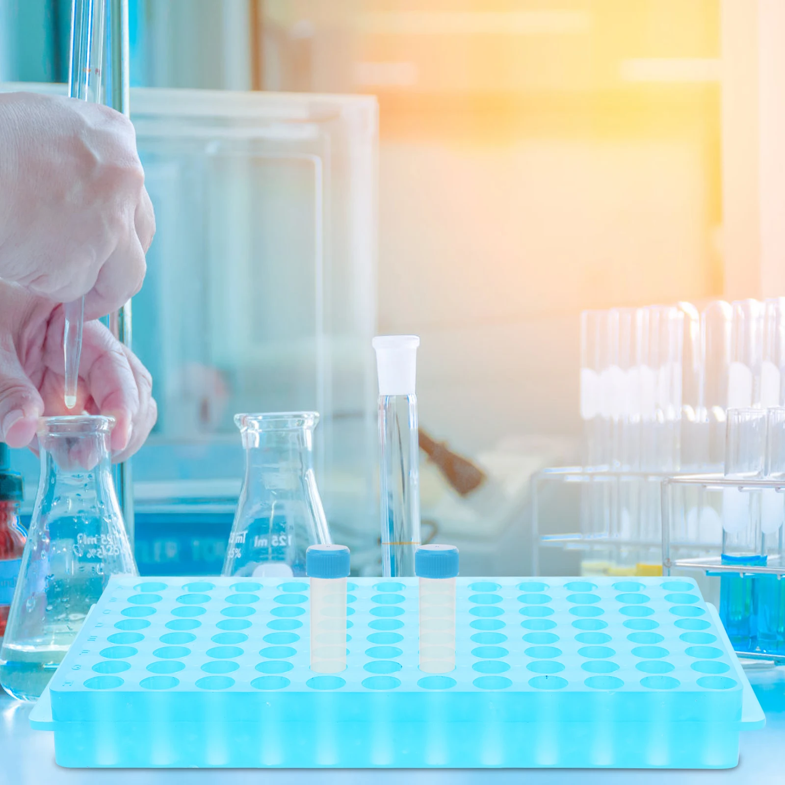 2Pcs Tube Rack for Laboratory 96 Holes Efficient Test Tube Storage Holder for Testing Samples Spill Prevention Design