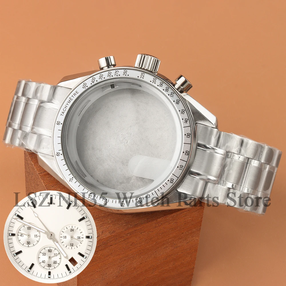 

VK63 40mm Silver Watch case Sapphire Glass Solid Stainless Steel Parts For VK63 VK64 Quartz Seiko Automatic Movement 32.5mm Dial