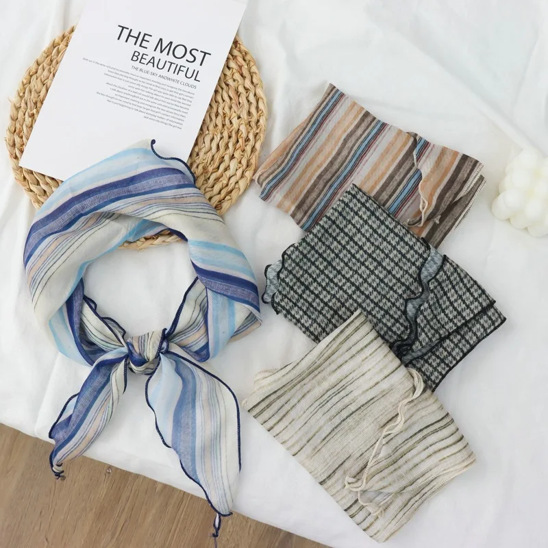 

Striped Mori Style Lightweight Triangular Binder Women's New Multi-Functional Versatile Decorative Headcloth Hair Band Scarf