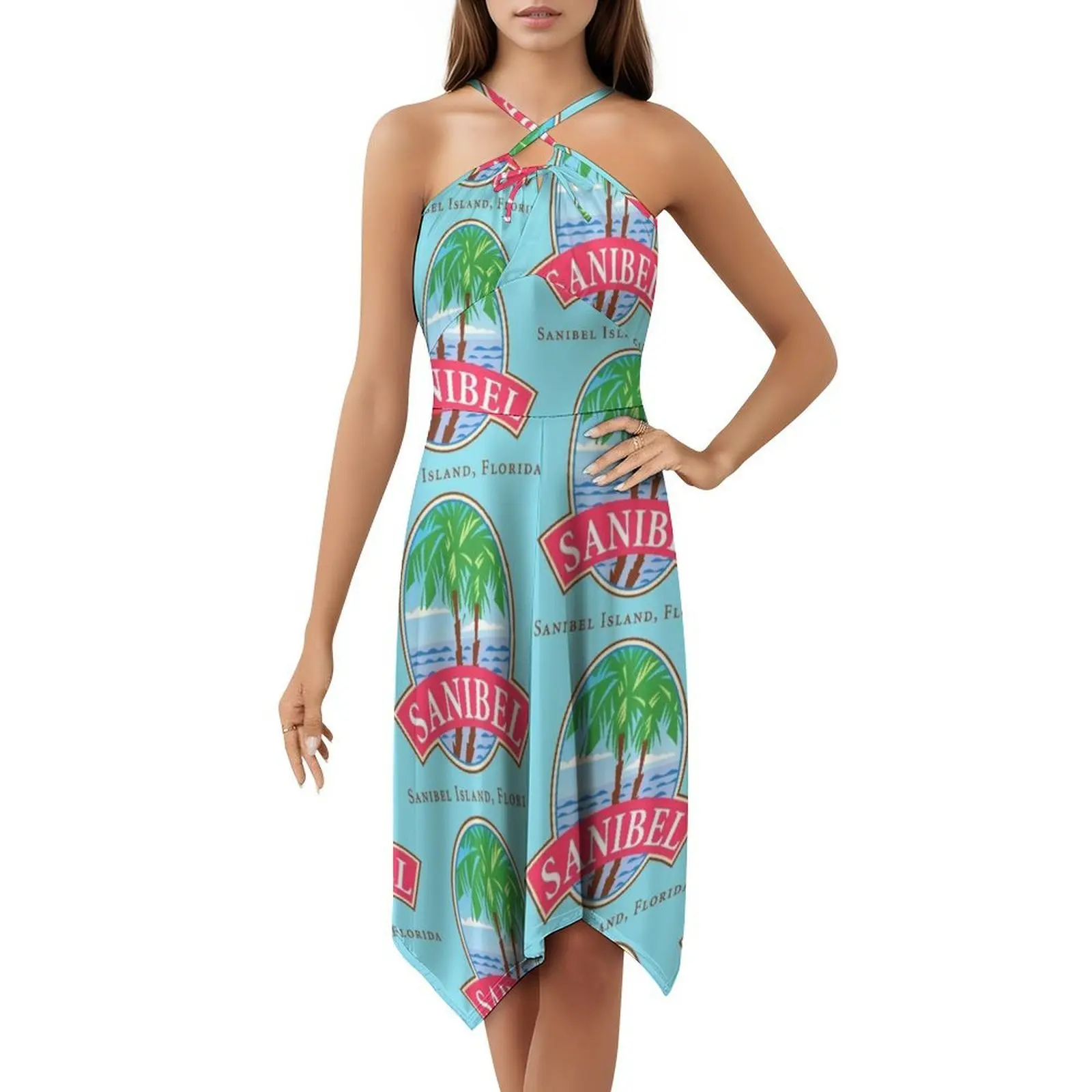 فستان Sanibel Island Florida بتصميم عتيق على شكل قلب، فستان أنيق للحفلات الصيفية للنساء، جزيرة Sanibel Sanibel