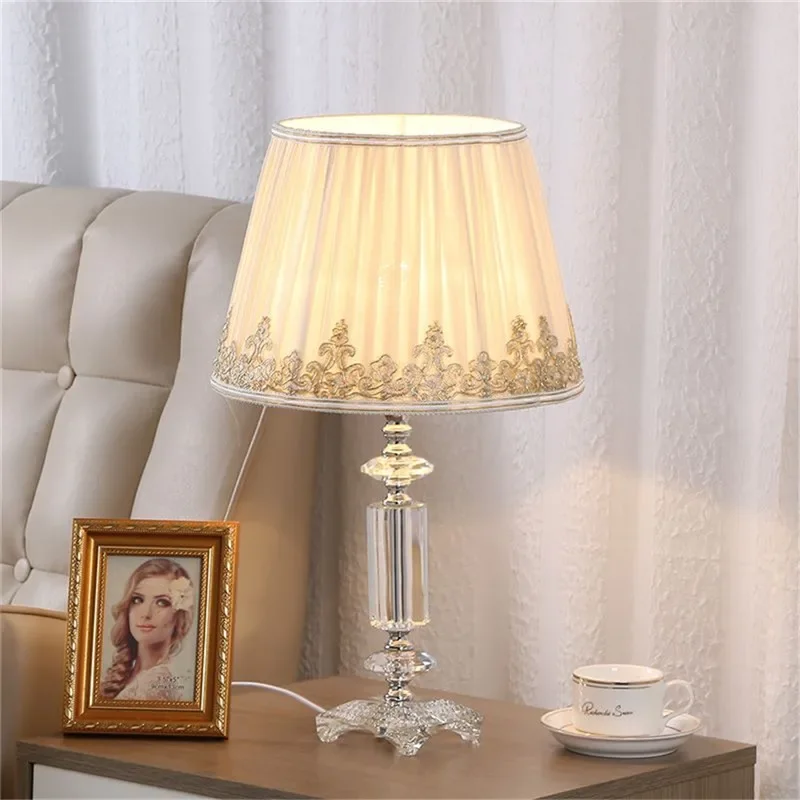PLLY Fashion Luxury Crystal Table Lamp LED Modern Living Room Bedroom Study Villa Hotel Home Decoration Light