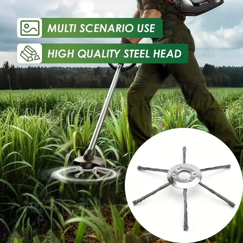 7-Inch Garden Lawn Mower Blade Wire Weed Removal Head, Lawn Trimming Blade Grass Cutting Weed Brush Head with Knotted Steel Wire