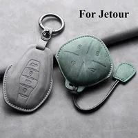 Leather Car Key Case Cover Shell for Chery Jetour DASHING X-1 Plus DTC 2022 2023 2024 X70 PLUS Coupe X90 PLUS X70S X95 Keychain
