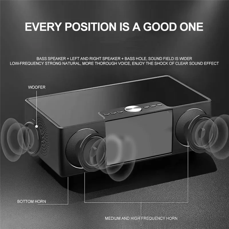 

EDT-Video Bluetooth Speaker Theater K-Song Record Sound Music System With AUX USB TF Alarm Clock Fm Radio LED Display