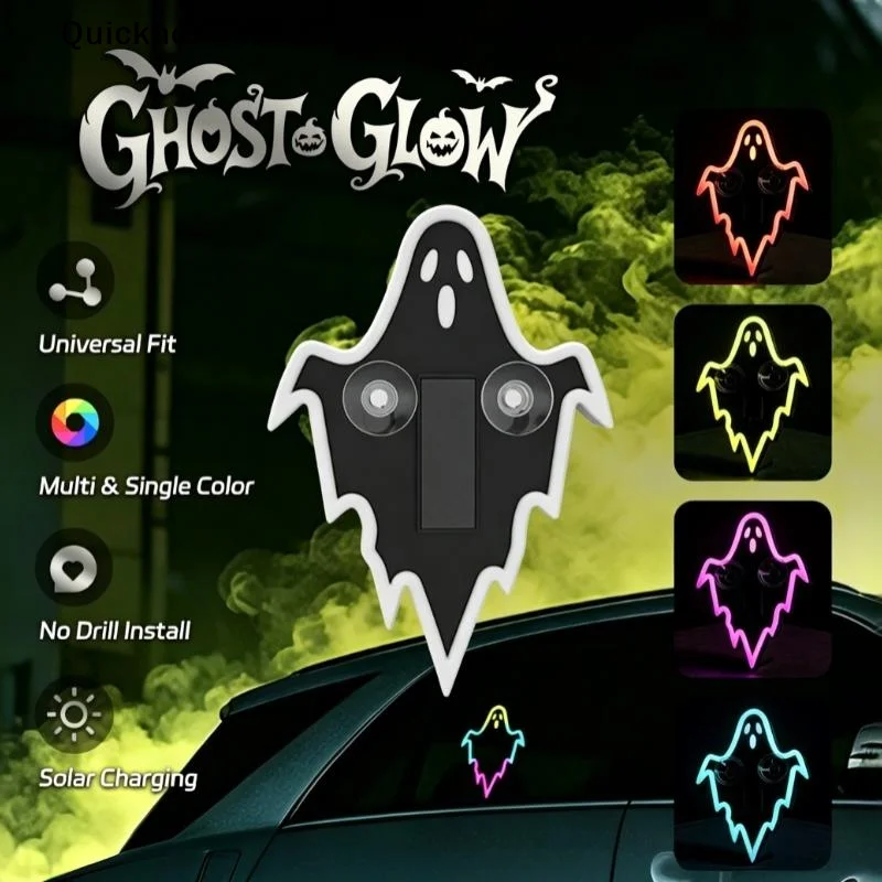 【MO】Solar Devil LED Car Ghost Ambient Light Dynamic Rear Windshield Decorative Light Halloween Decoration