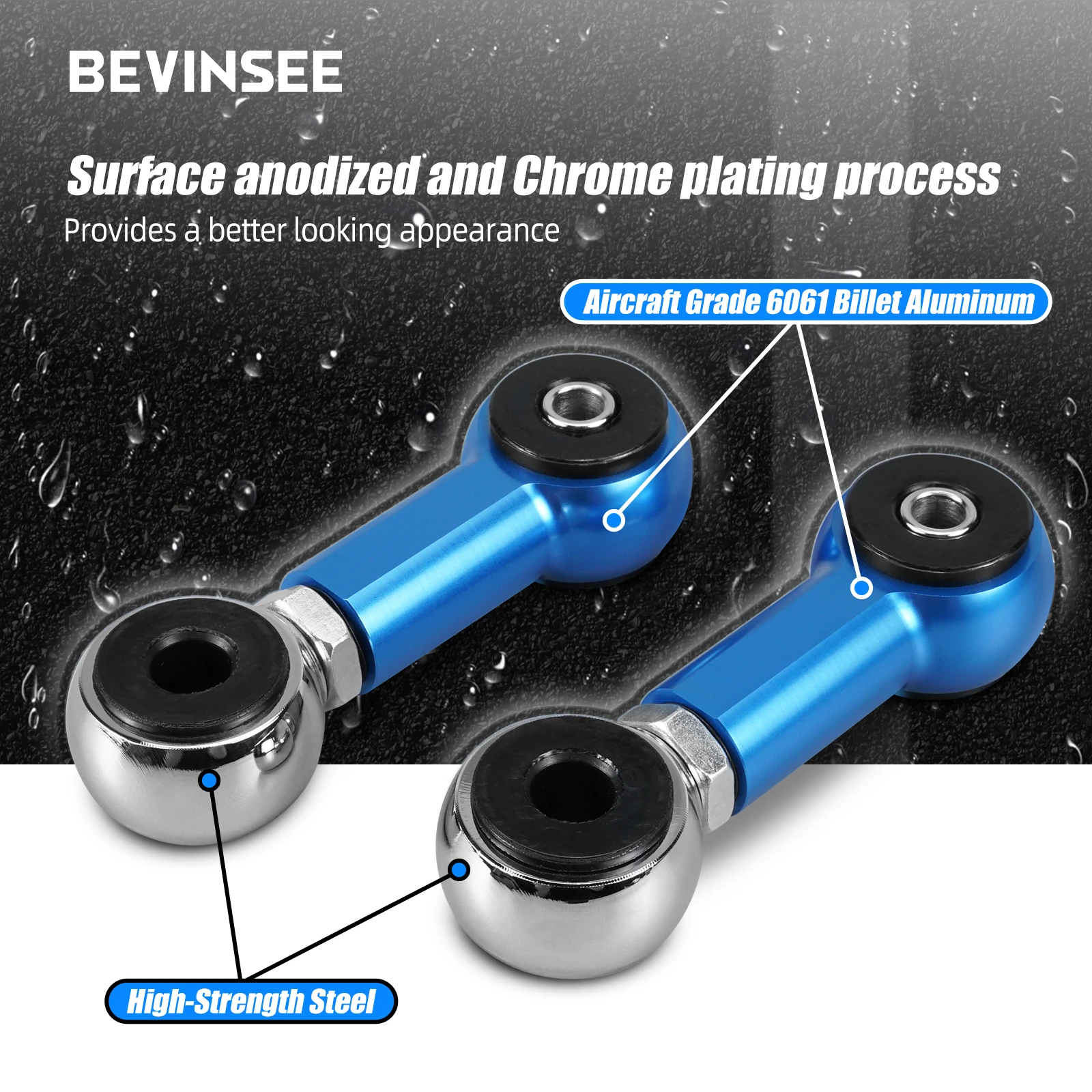 BEVINSEE Adjustable Rear Anti Roll Bar Stabiliser Drop Links Kit For BMW E46 320i 323i 325i 328i 330i 316i 318i 1999-2006