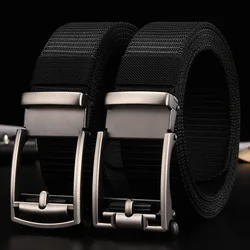 Simple and Casual Men's Business Automatic Buckle Belt Canvas Imitation Nylon Belt and Oversized Trendy Pants Belt