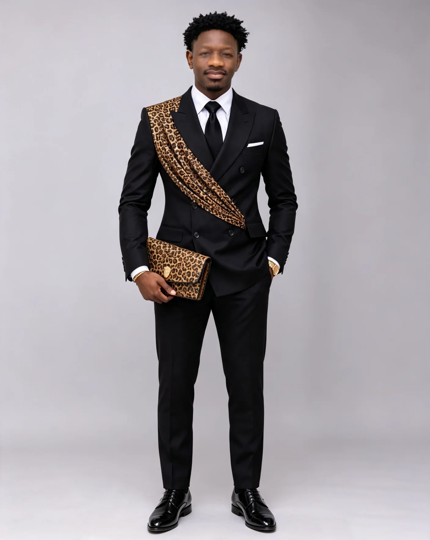 Leopard Print Men Tuxedos Slim Fit Peaked Lapel Formal Party Birthday Groom Wears Customized Cosplay Outfits 2 Pieces