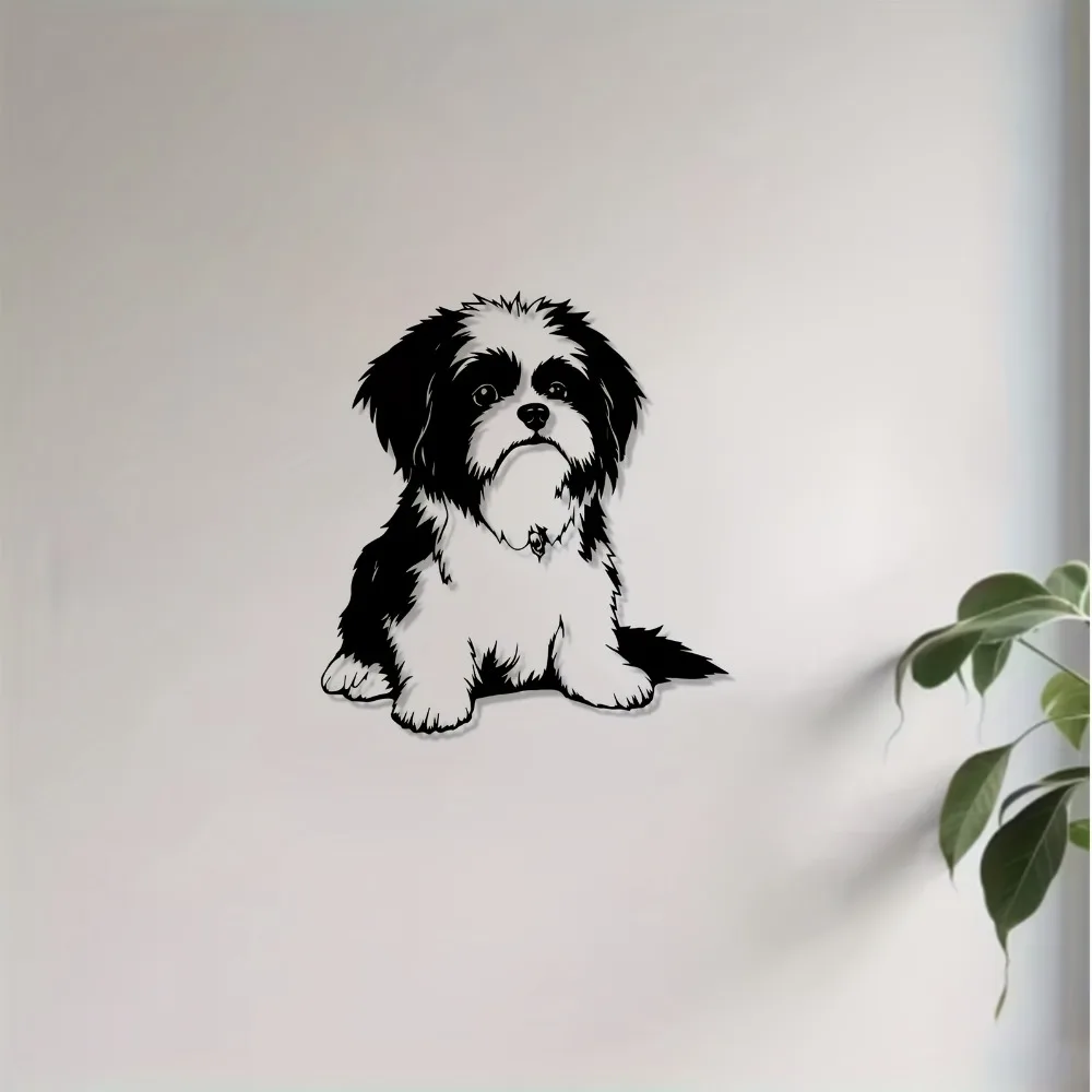 CIFBUY Metal Shitzu Wall Art Iron Sculpture Rustproof 3D Cutout Design for Indoor Outdoor Home Decor Living Room