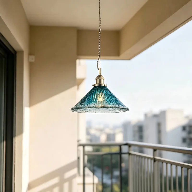 Nordic Minimalist Glass Retro Pendant Chandelier High Ceiling Lamp For Dining Room Cafe Creative Minimalist Blue Bar Chandelier