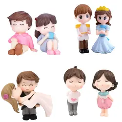 1set Sweety Lovers Couple Chair Figurines Miniatures Fairy Garden Gnome Moss Terrariums Resin Crafts Home Decoration